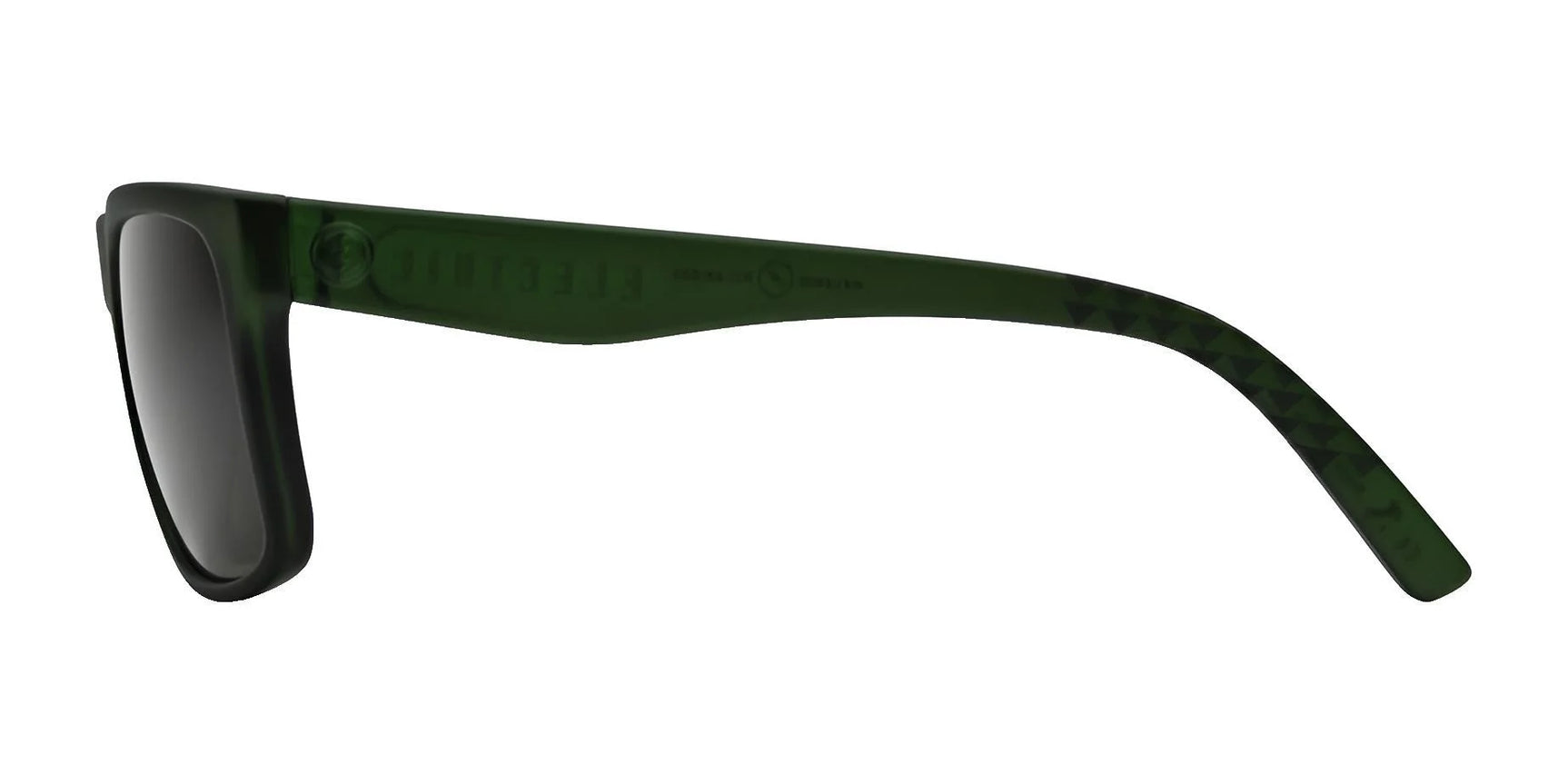 Side view of Electric Jason Momoa Swingarm M Sunglasses, Size 57, by Electric in dark green with a solid frame and black lenses offering UV protection, on a white background. Side view of Electric Jason Momoa Swingarm M Sunglasses, Size 57, by Electric in dark green with a solid frame and black lenses offering UV protection, on a white background.