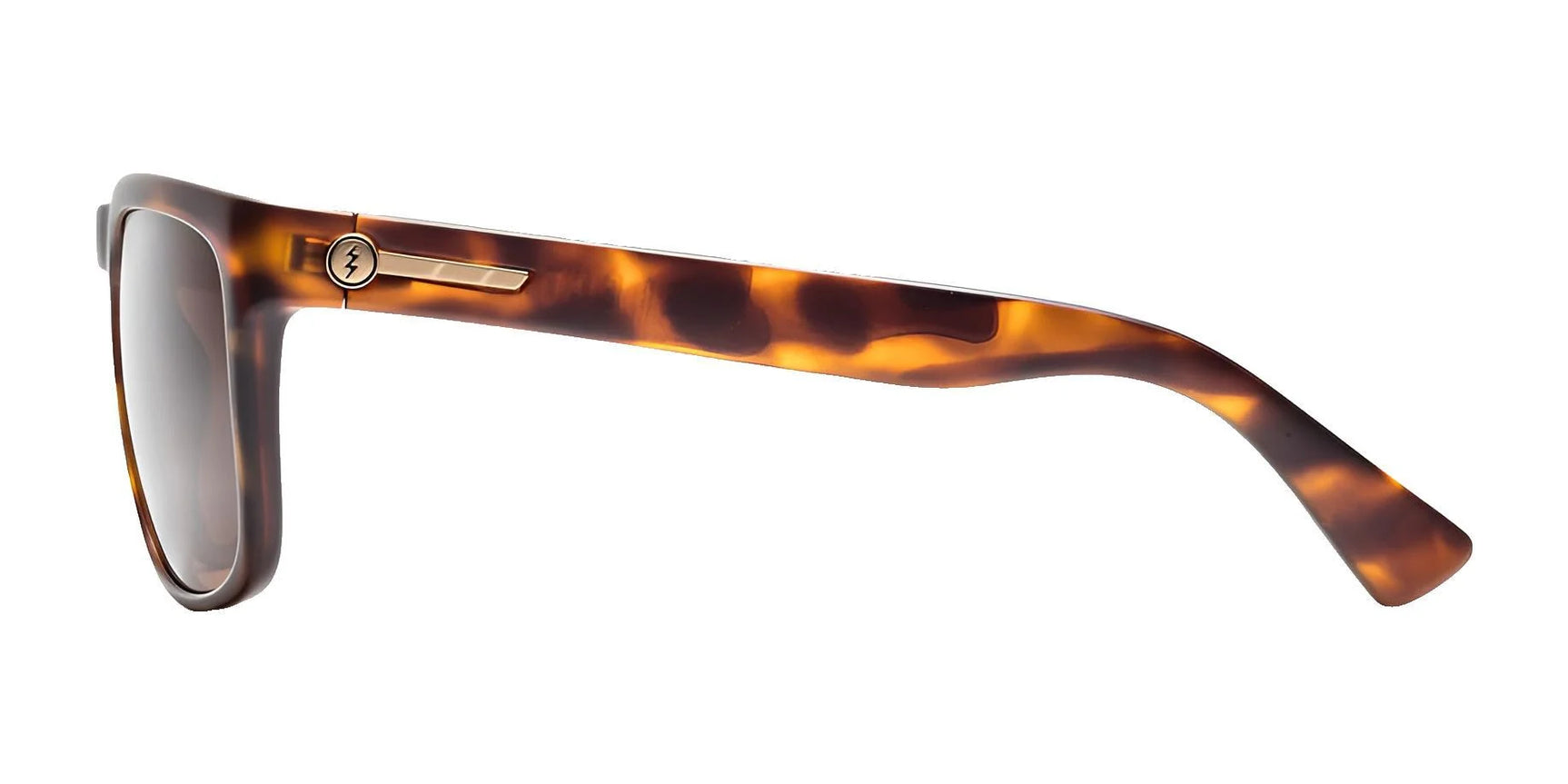 Side view of Electric Knoxville XL Sunglasses | Size 61 in brown tortoiseshell with a metallic arm accent, delivering superior sun protection. Side view of Electric Knoxville XL Sunglasses | Size 61 in brown tortoiseshell with a metallic arm accent, delivering superior sun protection.