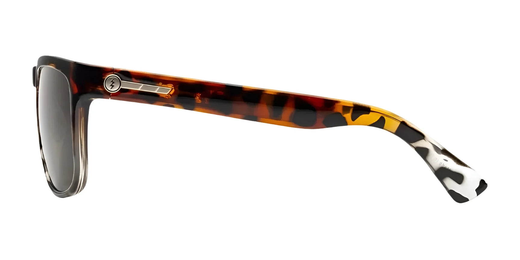 Side view of Electric Knoxville XL Sunglasses | Size 61 by Electric, featuring a brown tortoiseshell frame, metallic temple hinge, lightweight fit, and superior sun protection on a white background. Side view of Electric Knoxville XL Sunglasses | Size 61 by Electric, featuring a brown tortoiseshell frame, metallic temple hinge, lightweight fit, and superior sun protection on a white background.