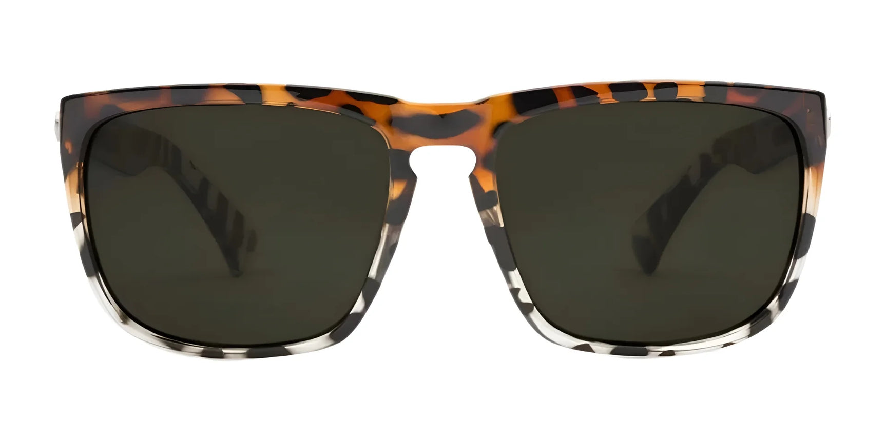 Shown from the front against a white background, Electric Knoxville XL Sunglasses (Size 61) feature a lightweight fit, superior sun protection, and classic tortoiseshell square frames with dark lenses. Shown from the front against a white background, Electric Knoxville XL Sunglasses (Size 61) feature a lightweight fit, superior sun protection, and classic tortoiseshell square frames with dark lenses.