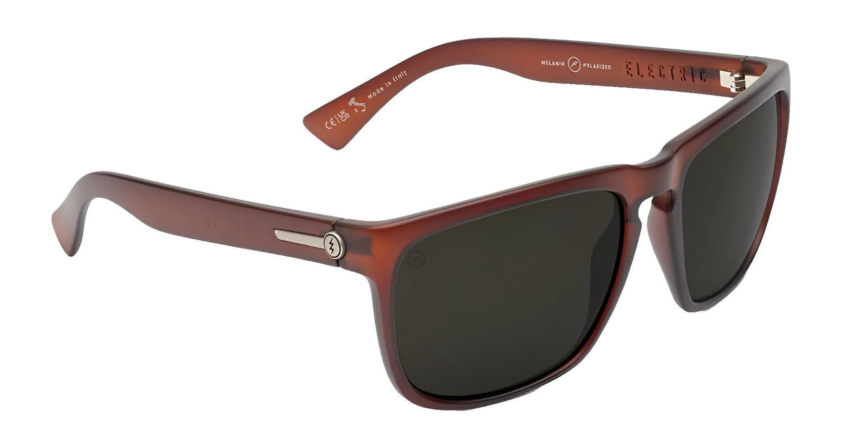 The Electric Knoxville XL Sunglasses | Size 61 feature a matte brown frame, rectangular dark lenses, and metal arm accents for superior sun protection in a lightweight design. The Electric Knoxville XL Sunglasses | Size 61 feature a matte brown frame, rectangular dark lenses, and metal arm accents for superior sun protection in a lightweight design.