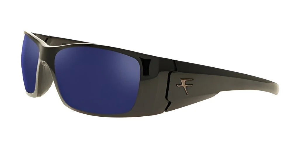 The Fatheadz BLACK NITRO Sunglasses in Size 66 come with dark blue lenses, showcasing a stylish logo on the temple while providing 100% UV protection and polarized clarity. The Fatheadz BLACK NITRO Sunglasses in Size 66 come with dark blue lenses, showcasing a stylish logo on the temple while providing 100% UV protection and polarized clarity.