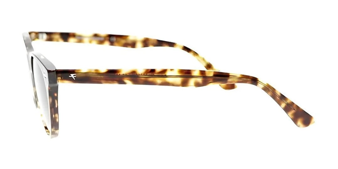 Side view of the Fatheadz BURST Sunglasses showcasing a tortoiseshell pattern with rectangular frames, a small logo adorning the temple, and polarized lenses for enhanced clarity. Side view of the Fatheadz BURST Sunglasses showcasing a tortoiseshell pattern with rectangular frames, a small logo adorning the temple, and polarized lenses for enhanced clarity.
