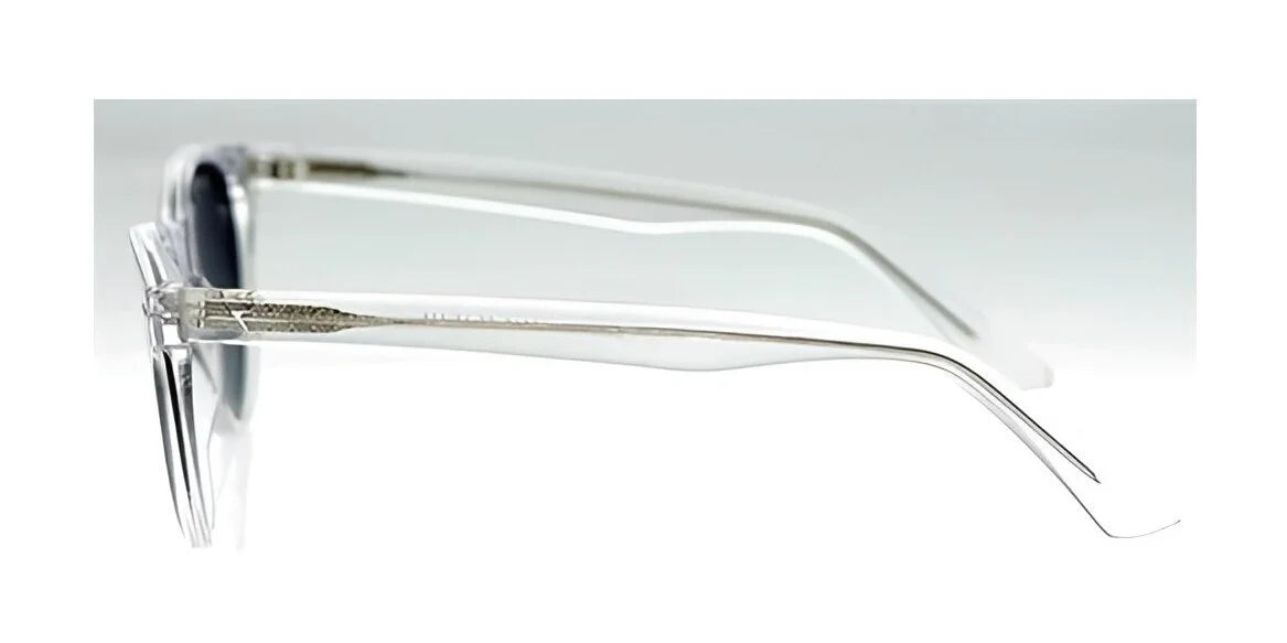 Showing a side view, the clear-framed glasses feature sleek, thin temples against a light background, reminiscent of the Fatheadz BURST Sunglasses design. Showing a side view, the clear-framed glasses feature sleek, thin temples against a light background, reminiscent of the Fatheadz BURST Sunglasses design.