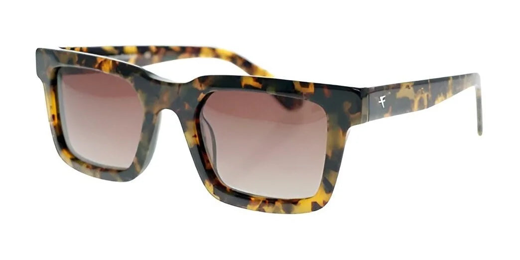 Experience the Fatheadz MELLO Sunglasses, size 51, with a tortoiseshell square design and gradient lenses, offering UV protection and a subtle logo on the temple. Experience the Fatheadz MELLO Sunglasses, size 51, with a tortoiseshell square design and gradient lenses, offering UV protection and a subtle logo on the temple.