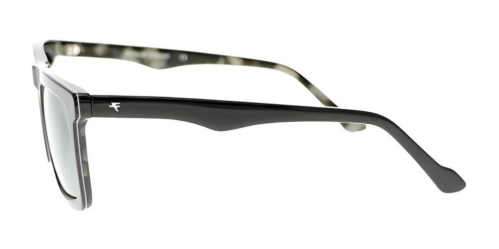 Side view of the sleek black Fatheadz MONSOON Sunglasses showcasing a subtle, angular design with thin arms and oversized frames for a bold statement. Side view of the sleek black Fatheadz MONSOON Sunglasses showcasing a subtle, angular design with thin arms and oversized frames for a bold statement.