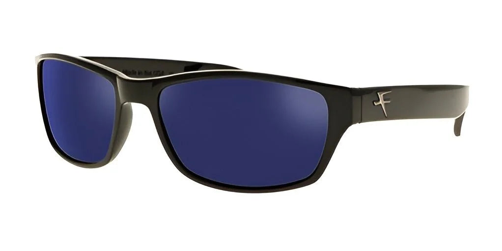 The Fatheadz SHUE Sunglasses in Size 65 come with polarized blue lenses and black frames, tailored for larger head sizes, and feature a subtle logo on the arm. The Fatheadz SHUE Sunglasses in Size 65 come with polarized blue lenses and black frames, tailored for larger head sizes, and feature a subtle logo on the arm.