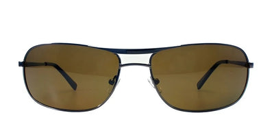 Front view of Fatheadz THE LAW Sunglasses | Size 70 showcasing brown polarized lenses in a classic silver metal aviator frame on a white background.