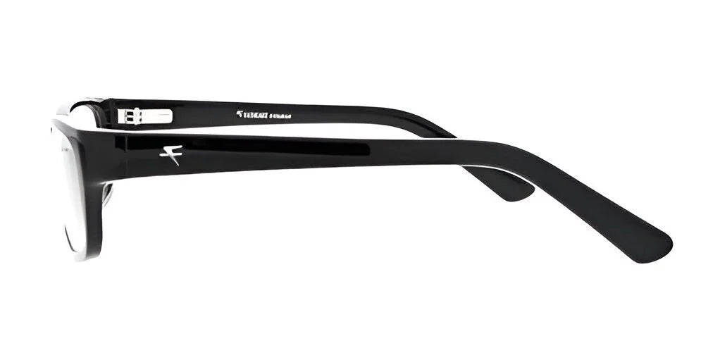The image shows a side view of black Fatheadz THE MIK Eyeglasses, Size 60, crafted to fit larger head sizes comfortably and accented with a subtle logo on the temple. The image shows a side view of black Fatheadz THE MIK Eyeglasses, Size 60, crafted to fit larger head sizes comfortably and accented with a subtle logo on the temple.
