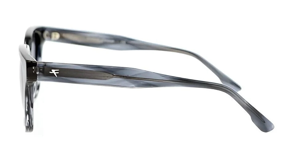 Side view of the Fatheadz TRIPPER Sunglasses, featuring a sleek design with dark, translucent frames and a white logo on the temple, equipped with polarized lenses for exceptional UV protection. Side view of the Fatheadz TRIPPER Sunglasses, featuring a sleek design with dark, translucent frames and a white logo on the temple, equipped with polarized lenses for exceptional UV protection.