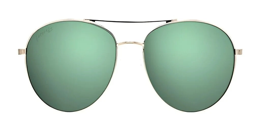 Fatheadz ZOUND Sunglasses in Size 60 feature green-tinted, oversized lenses with a thin metallic frame and a double bridge design for optimal clarity, thanks to their polarized lenses. Fatheadz ZOUND Sunglasses in Size 60 feature green-tinted, oversized lenses with a thin metallic frame and a double bridge design for optimal clarity, thanks to their polarized lenses.