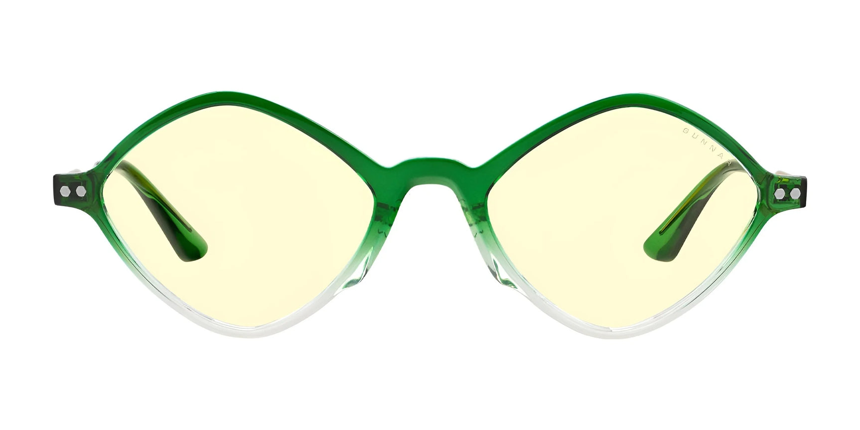 The Gunnar Loki Asgard Edition green cat-eye glasses, size 53, feature yellow-tinted lenses made from precision-engineered polymer and boast advanced G-Shield™ Plus coating for enhanced durability, offering style and reliability when viewed from the front. The Gunnar Loki Asgard Edition green cat-eye glasses, size 53, feature yellow-tinted lenses made from precision-engineered polymer and boast advanced G-Shield™ Plus coating for enhanced durability, offering style and reliability when viewed from the front.
