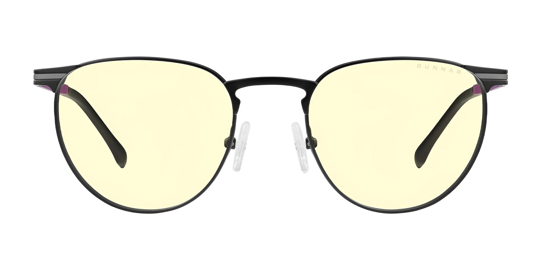 The Gunnar Mateo Black Panther Vibranium Edition Computer Glasses feature patented lens technology, yellow-tinted lenses, and nose pads. Crafted from lightweight titanium for ultimate comfort, these glasses are displayed against a white background. Size 52. The Gunnar Mateo Black Panther Vibranium Edition Computer Glasses feature patented lens technology, yellow-tinted lenses, and nose pads. Crafted from lightweight titanium for ultimate comfort, these glasses are displayed against a white background. Size 52.