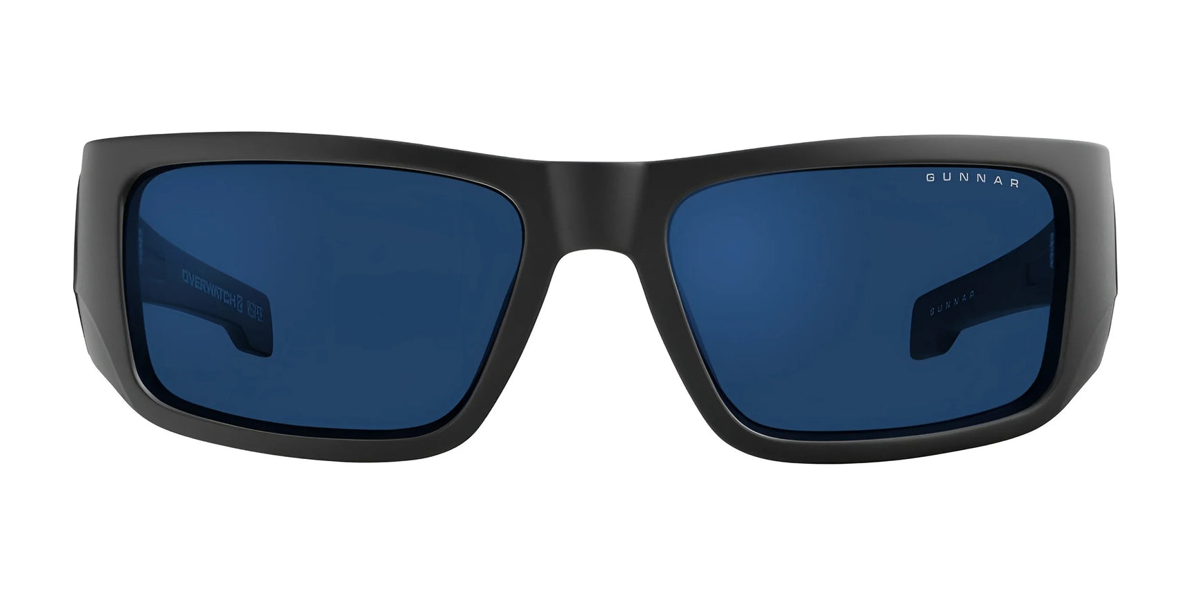 Black rectangular Gunnar Overwatch Reaper sunglasses with dark blue lenses and "GUNNAR" on the top right corner of the frame, perfect for intense Overwatch 2 sessions, featuring blue light blocking technology to protect your eyes. Black rectangular Gunnar Overwatch Reaper sunglasses with dark blue lenses and "GUNNAR" on the top right corner of the frame, perfect for intense Overwatch 2 sessions, featuring blue light blocking technology to protect your eyes.