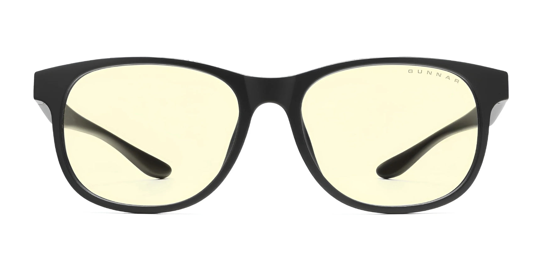 The Gunnar Rush Computer Glasses, Size 53, by Gunnar feature black rims and yellow-tinted lenses for reducing screen glare, making them ideal blue light blocking eyewear for kids and teens. The Gunnar Rush Computer Glasses, Size 53, by Gunnar feature black rims and yellow-tinted lenses for reducing screen glare, making them ideal blue light blocking eyewear for kids and teens.