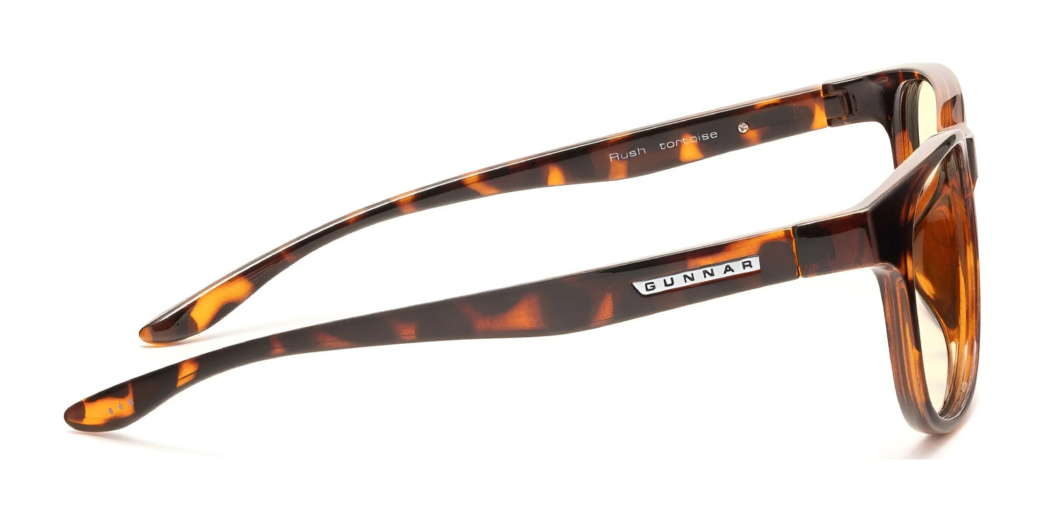 Gunnar Rush Computer Glasses in tortoiseshell, designed for kids and teens, displayed on a white background. Gunnar Rush Computer Glasses in tortoiseshell, designed for kids and teens, displayed on a white background.