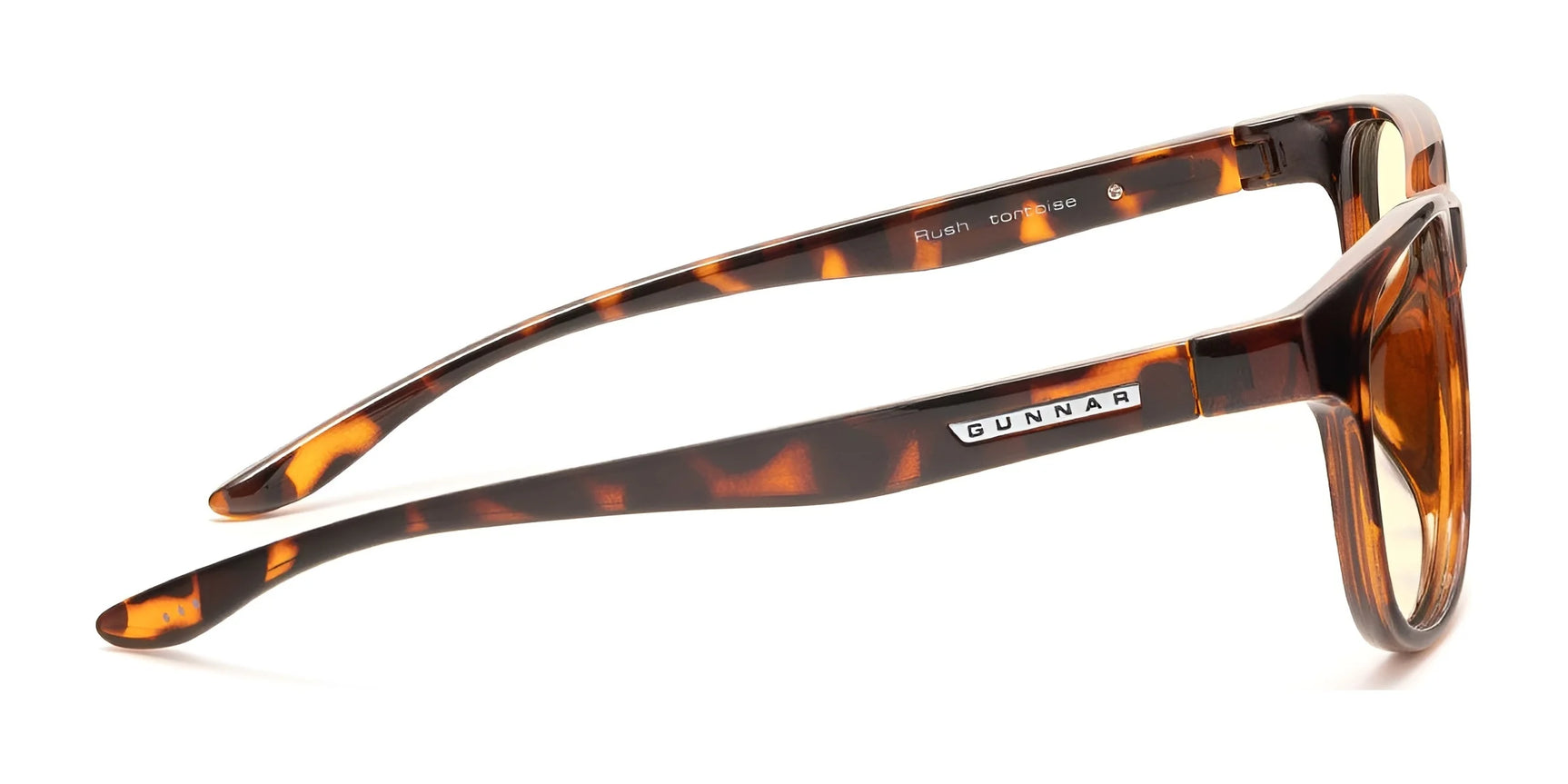 Gunnar Rush Computer Glasses in tortoiseshell, designed for kids and teens, displayed on a white background. Gunnar Rush Computer Glasses in tortoiseshell, designed for kids and teens, displayed on a white background.