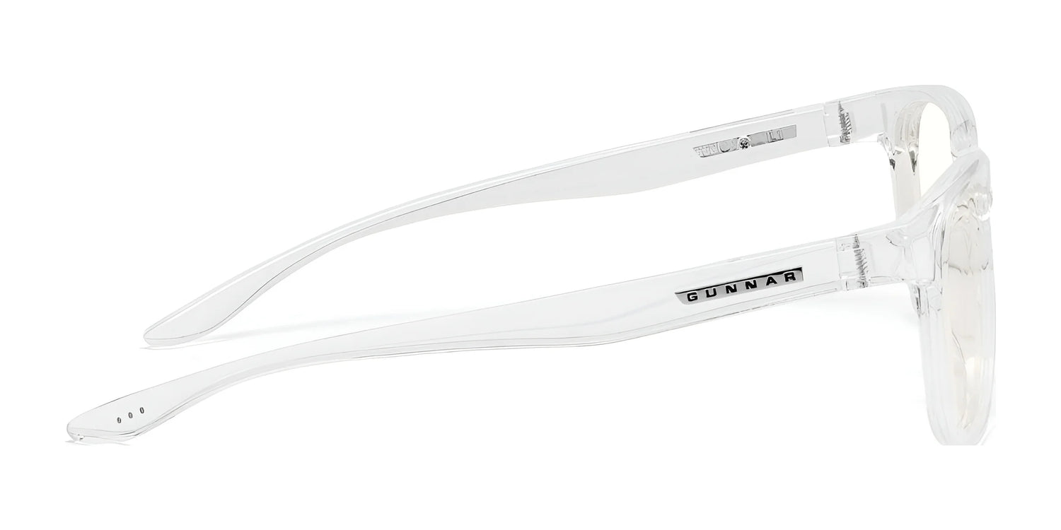 Stylish Gunnar Rush Computer Glasses with transparent frames are ideal for kids and teens. Featuring the "GUNNAR" logo on the arm, they block blue light for comfort and protection. Size 53. Stylish Gunnar Rush Computer Glasses with transparent frames are ideal for kids and teens. Featuring the "GUNNAR" logo on the arm, they block blue light for comfort and protection. Size 53.