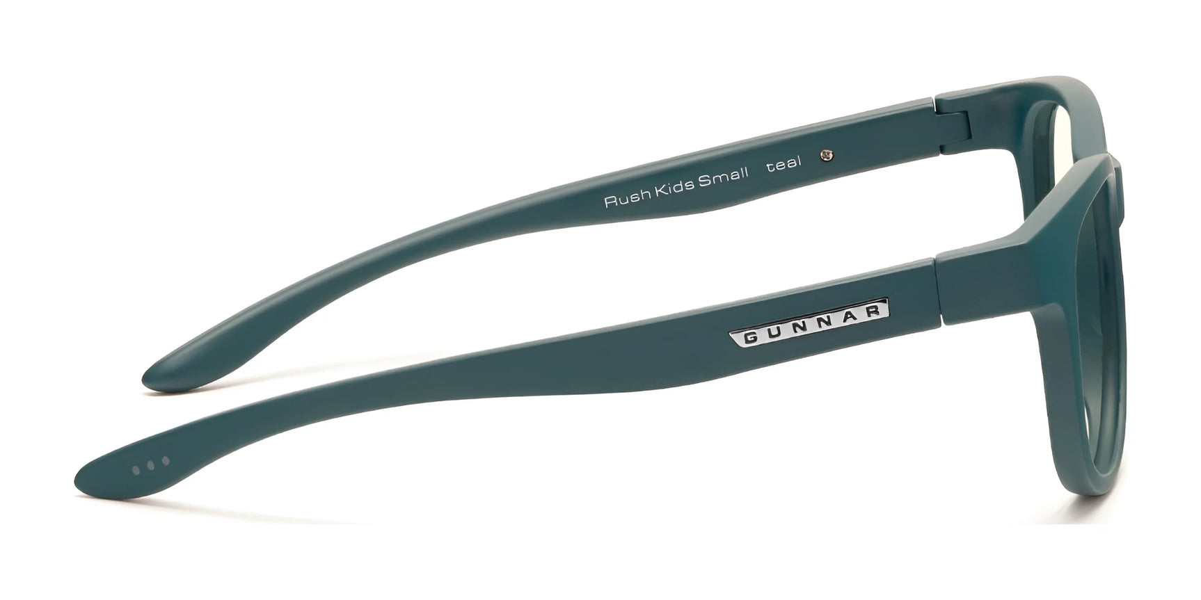 Gunnar Rush Kids Computer Glasses feature a teal frame with "Gunnar" on the arm, tailored for kids and teens. These glasses are ideal for blue light blocking. Gunnar Rush Kids Computer Glasses feature a teal frame with "Gunnar" on the arm, tailored for kids and teens. These glasses are ideal for blue light blocking.