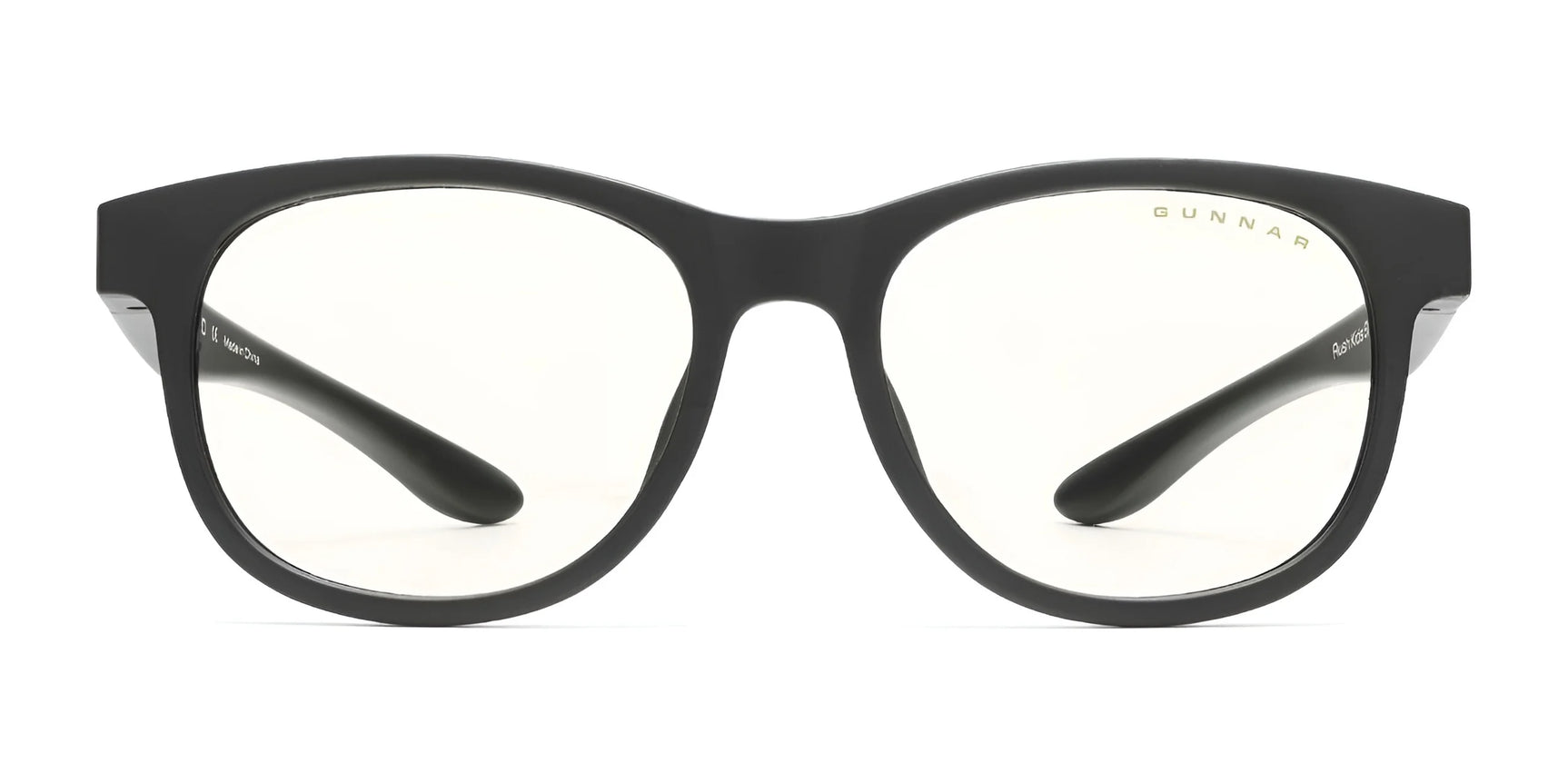 Gunnar Rush Kids Computer Glasses from Gunnar feature black frames and yellow-tinted, blue light-blocking lenses on a white background. These stylish specs are perfect for kids and teens, offering comfort and protection during screen time. Gunnar Rush Kids Computer Glasses from Gunnar feature black frames and yellow-tinted, blue light-blocking lenses on a white background. These stylish specs are perfect for kids and teens, offering comfort and protection during screen time.