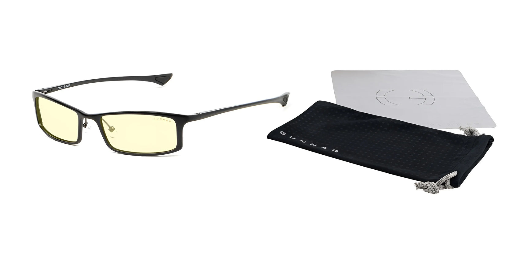 Discover cutting-edge optical technology with Gunnar Phenom Computer Glasses. Featuring black frames and yellow lenses, they include a soft case and cloth for style and blue light protection—all elegantly set on a pristine white background. Discover cutting-edge optical technology with Gunnar Phenom Computer Glasses. Featuring black frames and yellow lenses, they include a soft case and cloth for style and blue light protection—all elegantly set on a pristine white background.