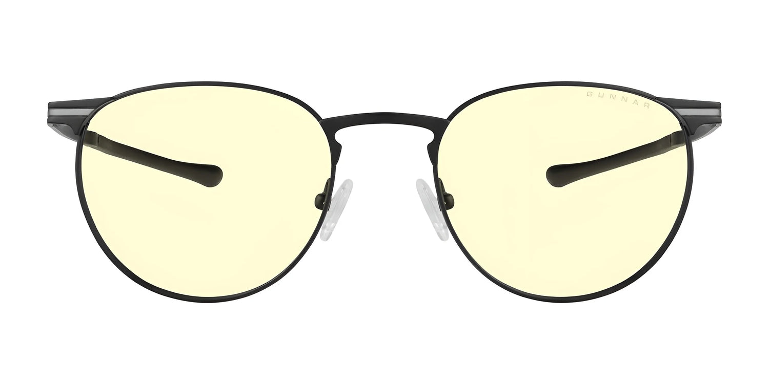 The Gunnar Mateo Computer Glasses | Size 52 feature a lightweight titanium frame and black color, incorporating GUNNAR's patented technology with yellow-tinted, blue light-blocking lenses and adjustable nose pads for optimal comfort. The Gunnar Mateo Computer Glasses | Size 52 feature a lightweight titanium frame and black color, incorporating GUNNAR's patented technology with yellow-tinted, blue light-blocking lenses and adjustable nose pads for optimal comfort.