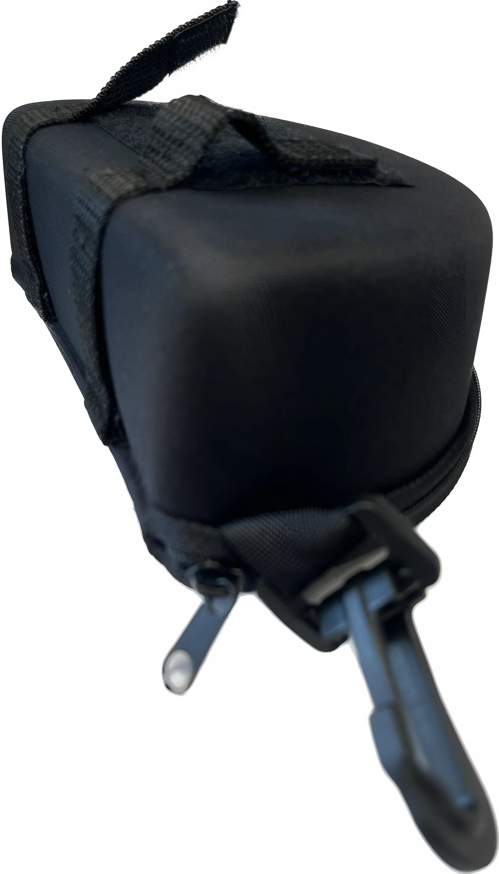 Close-up of the Heavyglare Eyewear Heavyglare Hard Case, a small black zippered pouch with fabric handle and zipper pull, ideal for protecting eyewear and shown isolated on a white background. Close-up of the Heavyglare Eyewear Heavyglare Hard Case, a small black zippered pouch with fabric handle and zipper pull, ideal for protecting eyewear and shown isolated on a white background.