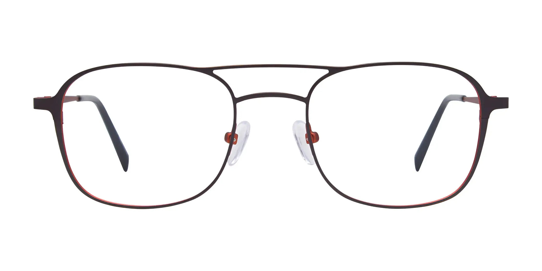 The iCHILL C7003 Eyeglasses | Size 49 feature thin metal rims, a double bridge, and black earpieces in a classic aviator design by iCHILL, shown on a white background. The iCHILL C7003 Eyeglasses | Size 49 feature thin metal rims, a double bridge, and black earpieces in a classic aviator design by iCHILL, shown on a white background.