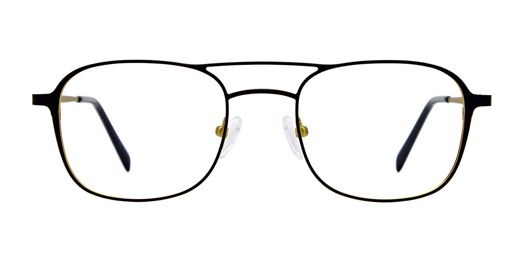 The iCHILL C7003 Eyeglasses | Size 49 by iCHILL feature a black square frame, clear lenses, and a double bridge, shown on a white background for a modern, stylish look. The iCHILL C7003 Eyeglasses | Size 49 by iCHILL feature a black square frame, clear lenses, and a double bridge, shown on a white background for a modern, stylish look.
