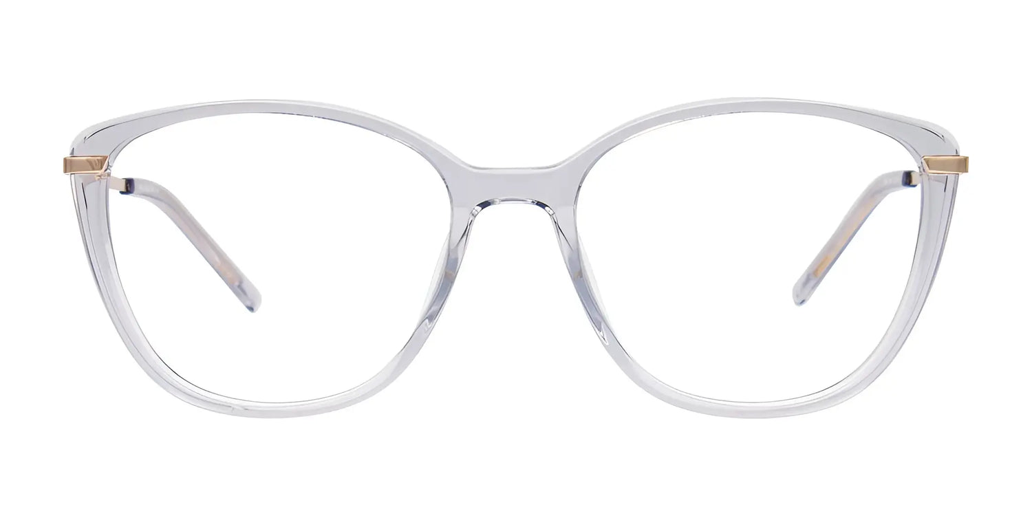 The iCHILL C7006 Eyeglasses | Size 53 feature clear, round frames with thin rims and gold temple accents, offering a touch of luxury against a white background. The iCHILL C7006 Eyeglasses | Size 53 feature clear, round frames with thin rims and gold temple accents, offering a touch of luxury against a white background.