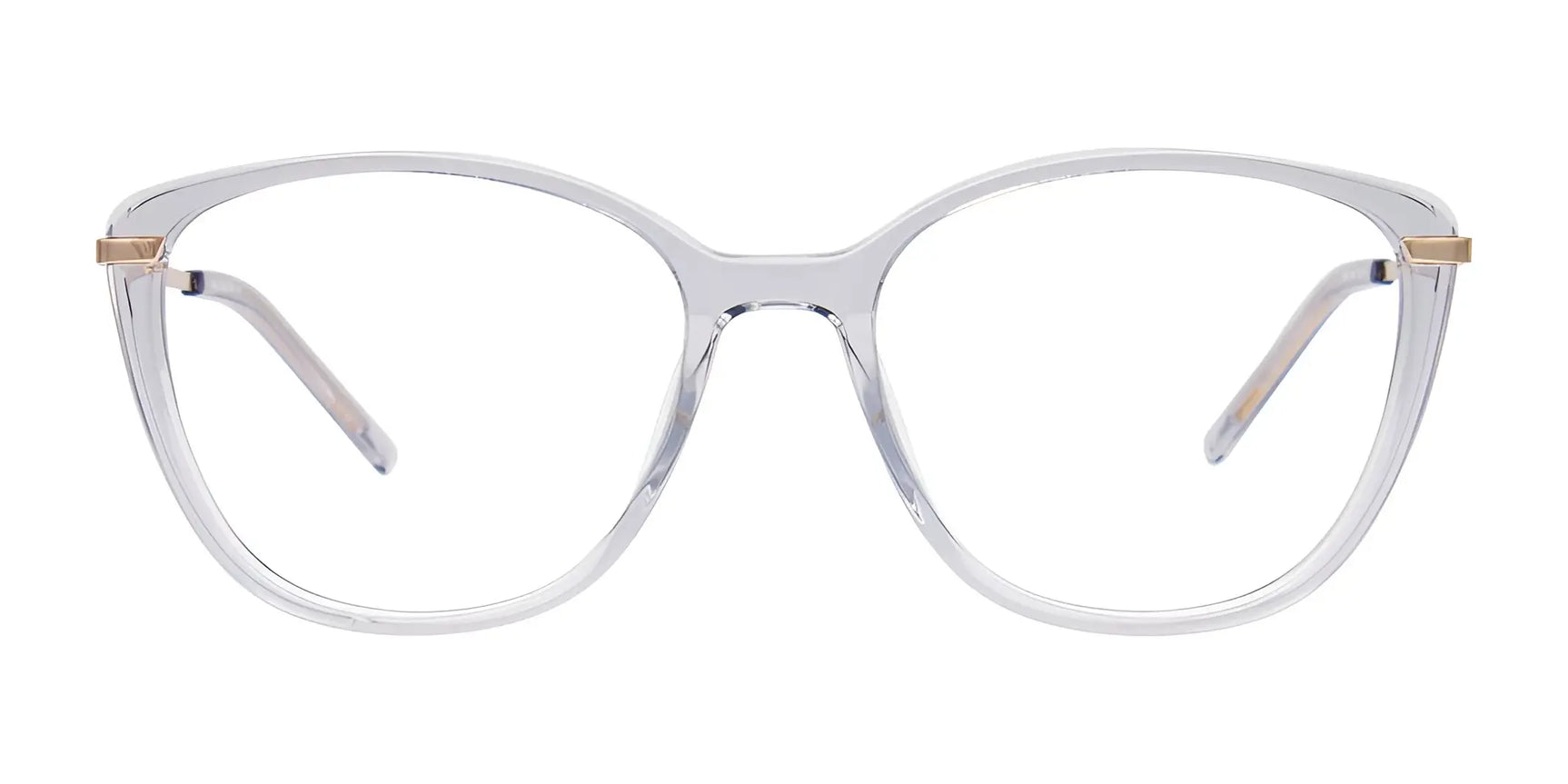 The iCHILL C7006 Eyeglasses | Size 53 feature clear, round frames with thin rims and gold temple accents, offering a touch of luxury against a white background. The iCHILL C7006 Eyeglasses | Size 53 feature clear, round frames with thin rims and gold temple accents, offering a touch of luxury against a white background.