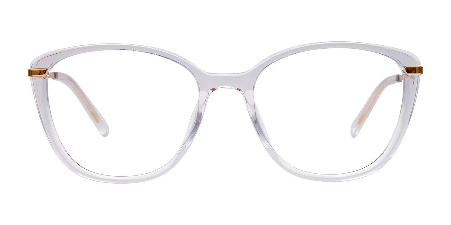 The iCHILL C7006 Eyeglasses | Size 53 by iCHILL feature clear plastic, rounded square frames with gold accents—ideal for those who want luxury style that stands out. The iCHILL C7006 Eyeglasses | Size 53 by iCHILL feature clear plastic, rounded square frames with gold accents—ideal for those who want luxury style that stands out.