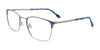 OAK NYC O3007 Eyeglasses with Clip-on Sunglasses | Size 54 / Matt Blue & Matt Silver