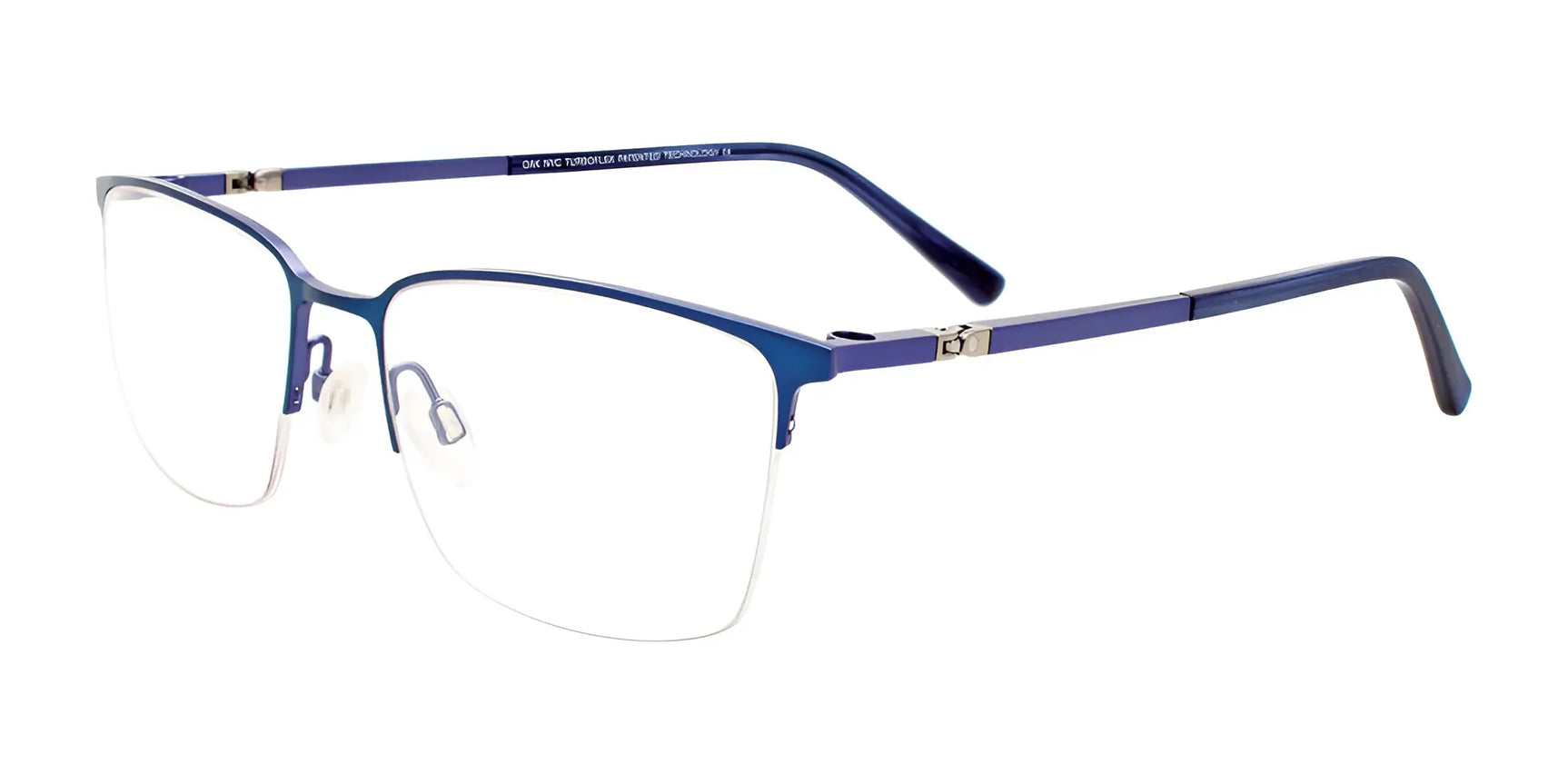 OAK NYC O3016 Eyeglasses with Clip-on Sunglasses Brushed Satin Blue / Blue OAK NYC O3016 Eyeglasses with Clip-on Sunglasses Brushed Satin Blue / Blue