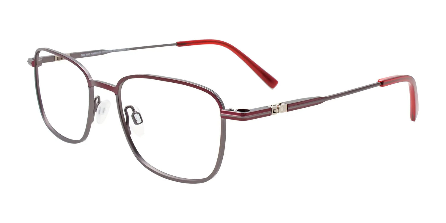 OAK NYC O3022 Eyeglasses with Clip-on Sunglasses Dark Red / Steel OAK NYC O3022 Eyeglasses with Clip-on Sunglasses Dark Red / Steel