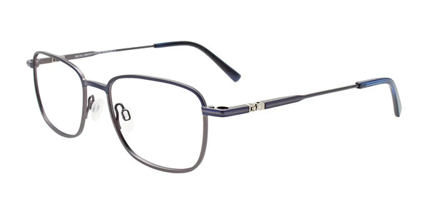 OAK NYC O3022 Eyeglasses with Clip-on Sunglasses | Size 50 / Dark Blue/Steel