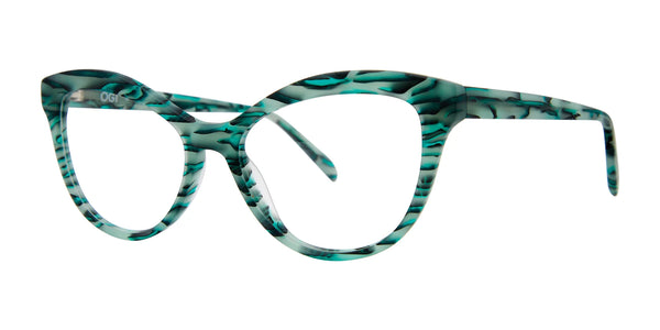 OGI HOT DISH Eyeglasses | Size 54 / Green Lines Matte