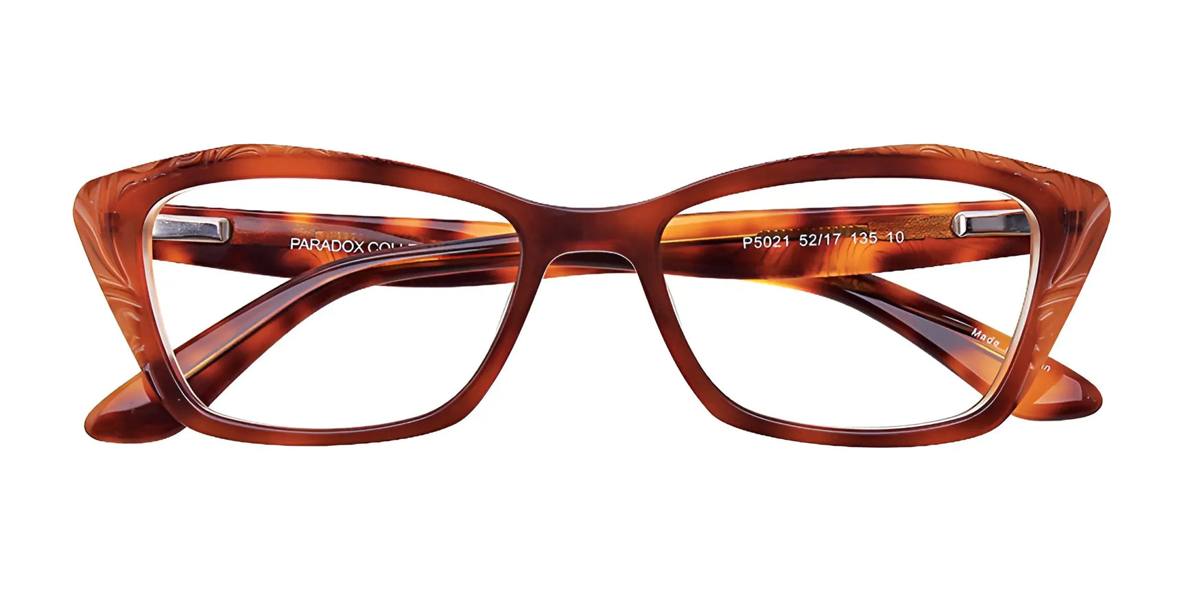 Paradox P5021 rectangular eyeglasses by Paradox feature thick tortoiseshell frames and UV protection, shown from the front on a white background. Paradox P5021 rectangular eyeglasses by Paradox feature thick tortoiseshell frames and UV protection, shown from the front on a white background.