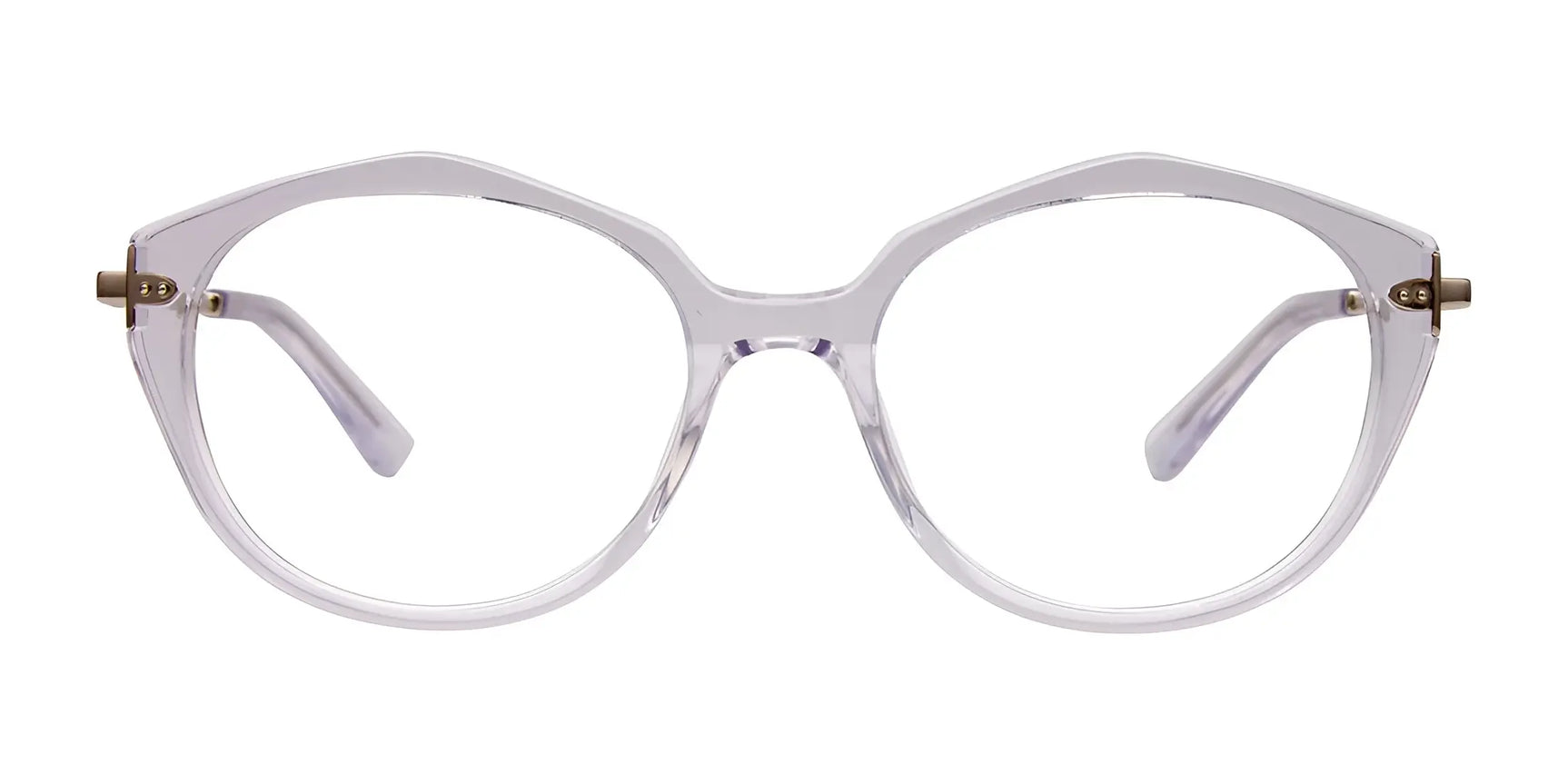 Paradox P5052 Eyeglasses | Size 51 by Paradox, featuring clear round full-rim frames with gold hinges, shown from the front against a white background. Paradox P5052 Eyeglasses | Size 51 by Paradox, featuring clear round full-rim frames with gold hinges, shown from the front against a white background.