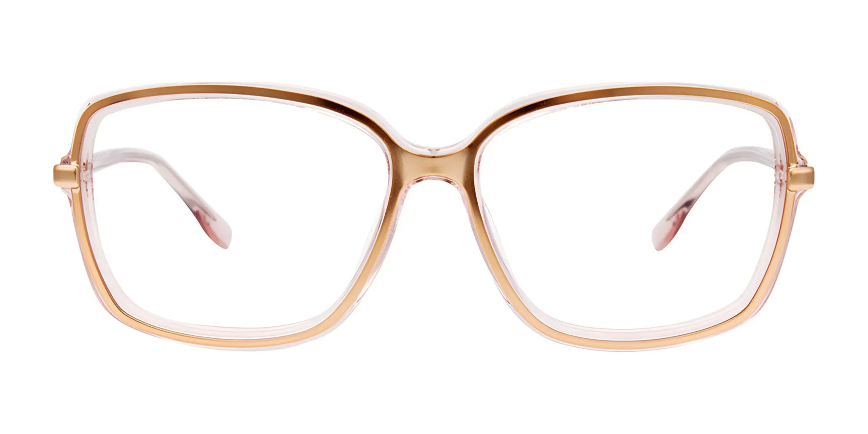 Paradox P5063 Eyeglasses | Size 55 by Paradox feature a thin, light pinkish-gold metal square frame and a unique design, ideal for women seeking standout eyewear. Shown on a white background. Paradox P5063 Eyeglasses | Size 55 by Paradox feature a thin, light pinkish-gold metal square frame and a unique design, ideal for women seeking standout eyewear. Shown on a white background.