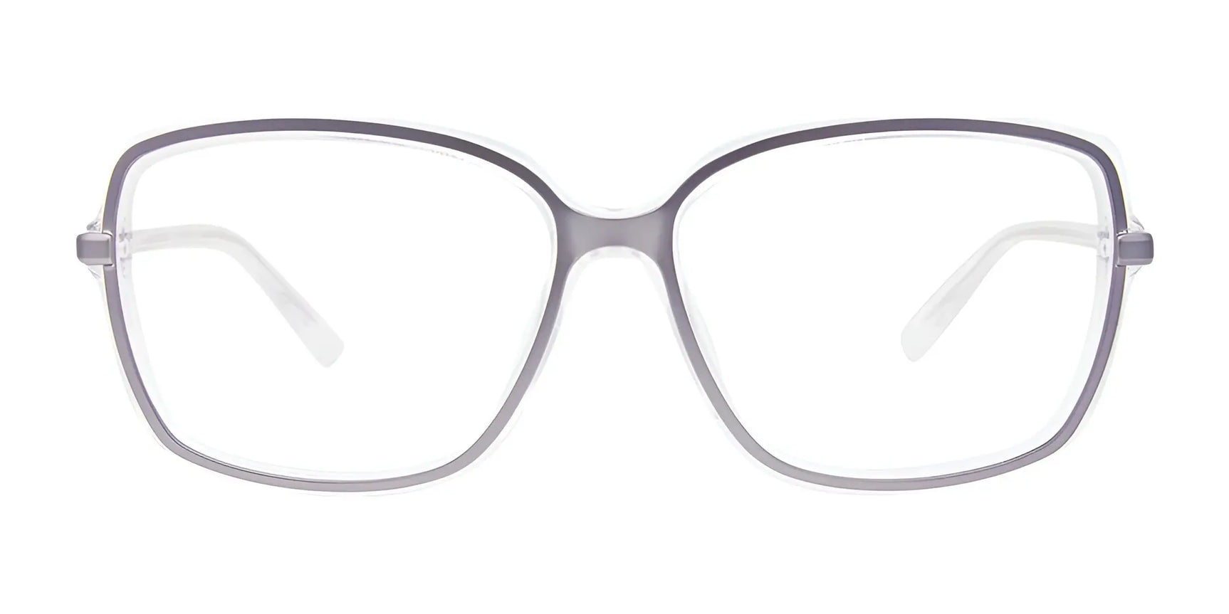 The Paradox P5063 Eyeglasses by Paradox feature a clear, rectangular frame with a touch of cat-eye style, creating standout women's square eyeglasses in size 55, shown against a white background. The Paradox P5063 Eyeglasses by Paradox feature a clear, rectangular frame with a touch of cat-eye style, creating standout women's square eyeglasses in size 55, shown against a white background.