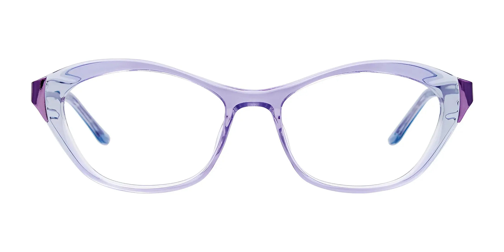 Paradox P5070 Eyeglasses | Size 52 by Paradox feature translucent lavender, rounded full-rim cat eye frames, displayed on a white background. Paradox P5070 Eyeglasses | Size 52 by Paradox feature translucent lavender, rounded full-rim cat eye frames, displayed on a white background.