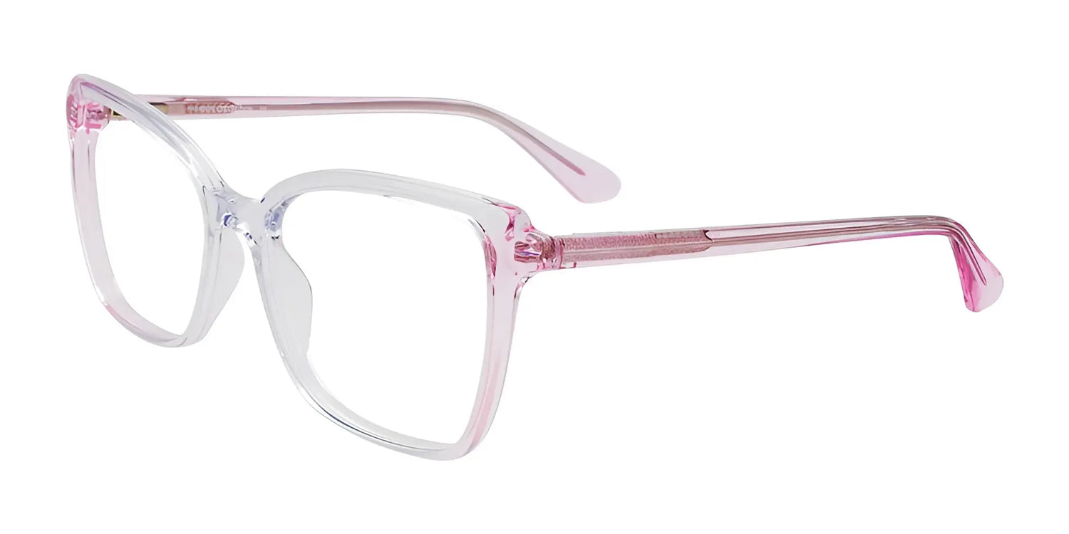 Paradox P5082 Eyeglasses by Paradox feature square full-rim frames in translucent pink with slightly thicker temple arms, making them a stylish choice for women. Displayed on a white background. Paradox P5082 Eyeglasses by Paradox feature square full-rim frames in translucent pink with slightly thicker temple arms, making them a stylish choice for women. Displayed on a white background.