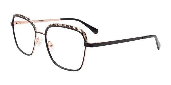 Paradox P5089 Eyeglasses | Size 54 / Black & Pink Gold