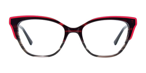 Paradox P5095 Eyeglasses / Size 53 / Striped Black & Clear Bright Red Top
