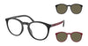 Polo PH4183U Eyeglasses with Sun-clips / Matte Black / Dark Brown (3N 13%) №5944/3 / Size 50