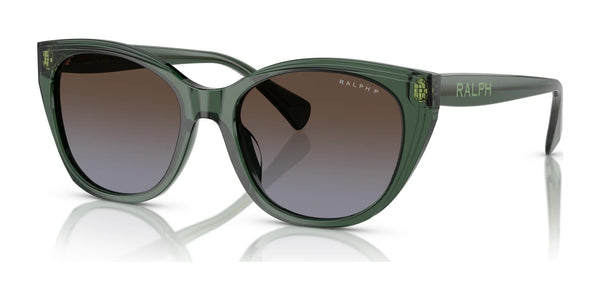 Ralph RA5324U Sunglasses | Size 56 / Shiny Transparent Green / Gradient Brown (Polarized) (3P 13.1%) №6206T5