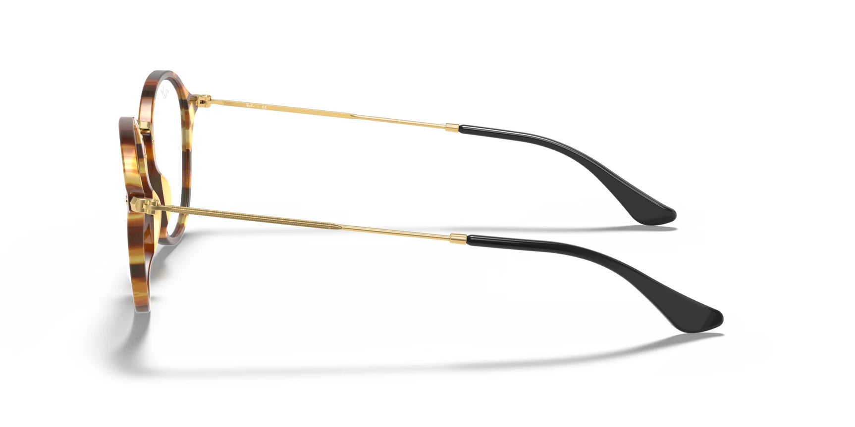 The Ray-Ban ROUND RX2447V Eyeglasses, size 49, feature a round tortoiseshell design with gold arms and black temple tips, perfectly capturing the timeless appeal of Ray-Ban eyewear against a white background. The Ray-Ban ROUND RX2447V Eyeglasses, size 49, feature a round tortoiseshell design with gold arms and black temple tips, perfectly capturing the timeless appeal of Ray-Ban eyewear against a white background.