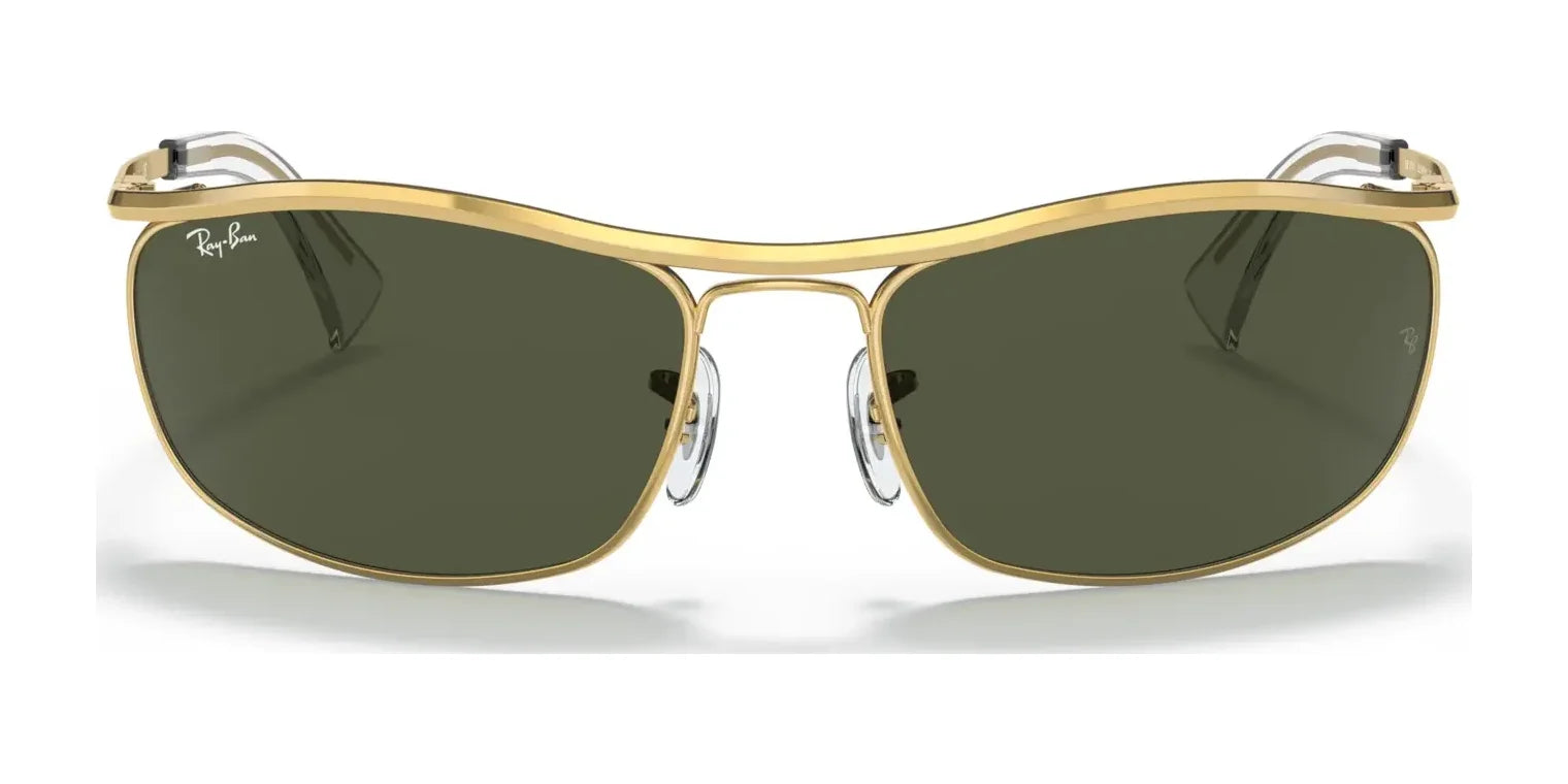 Ray-Ban OLYMPIAN RB3119 Sunglasses | Size 62 with gold frames and dark green lenses, crafted from high-quality materials, displayed on a white background. Ray-Ban OLYMPIAN RB3119 Sunglasses | Size 62 with gold frames and dark green lenses, crafted from high-quality materials, displayed on a white background.