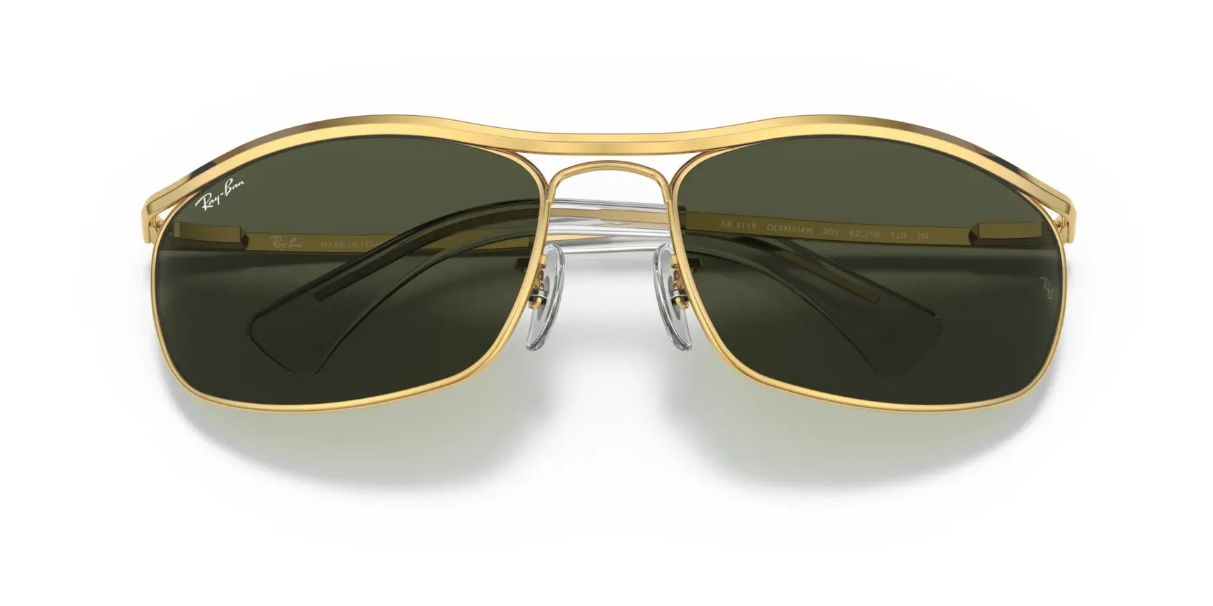 Ray-Ban OLYMPIAN RB3119 Sunglasses | Size 62 feature aviator sunglasses with gold frames and dark lenses, crafted from high-quality materials, showcased on a white background. Discover the blend of style and innovation in these Ray-Ban sunglasses. Ray-Ban OLYMPIAN RB3119 Sunglasses | Size 62 feature aviator sunglasses with gold frames and dark lenses, crafted from high-quality materials, showcased on a white background. Discover the blend of style and innovation in these Ray-Ban sunglasses.